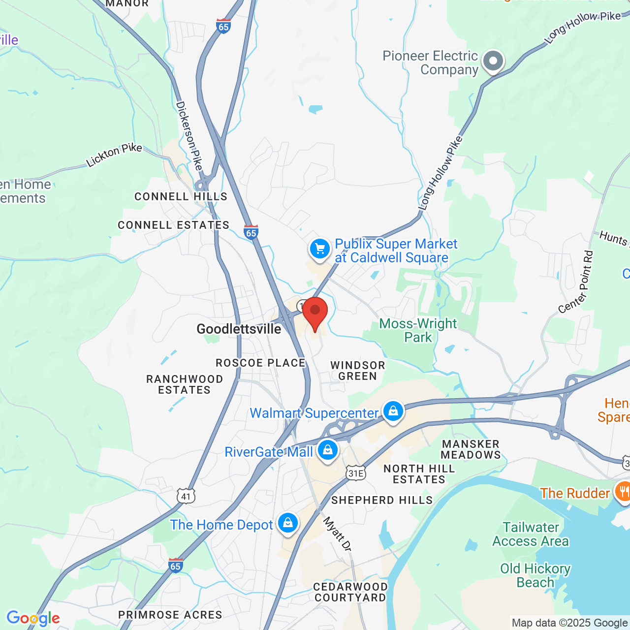 Google map image of our location in 306 Northcreek Blvd Goodlettsville, TN